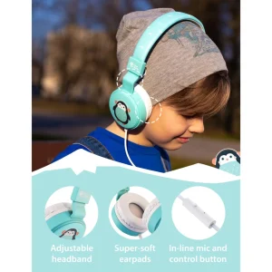 qualité d’originales Budget 😀 Planet Buddies Casques Extra-auriculaires Pepper The Penguin Turquoise; Blanc – On-Ear ⋅ Over-Ear Bluetooth Ou Fil 🔥 7